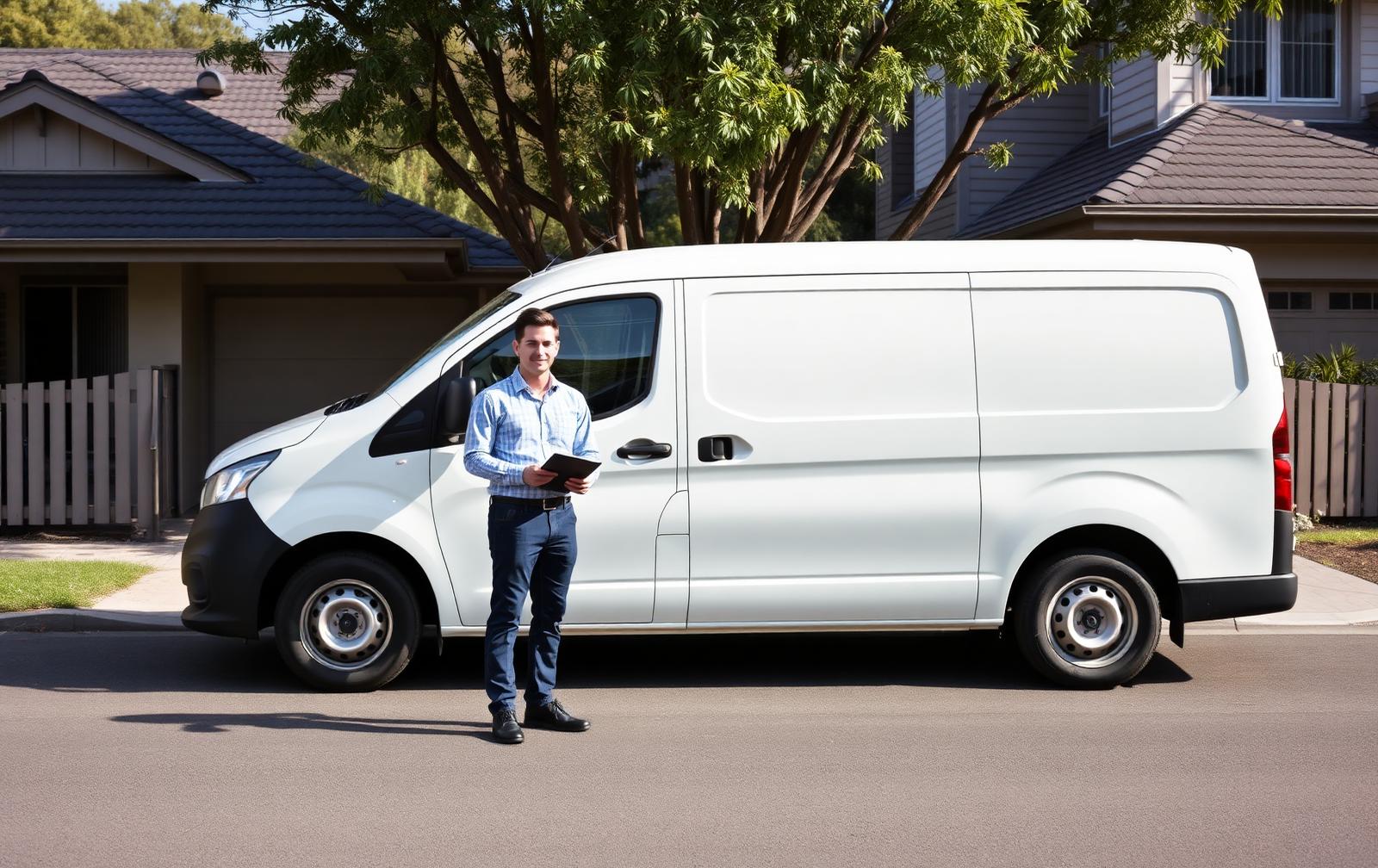 SafeTrace technician with an unmarked van attending a residential property for an insurance claim inspection