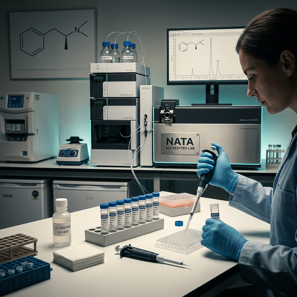 NATA-accredited laboratory analysis of residue samples