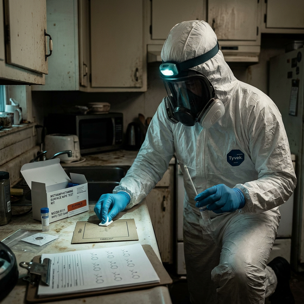 Professional meth residue testing during property inspection